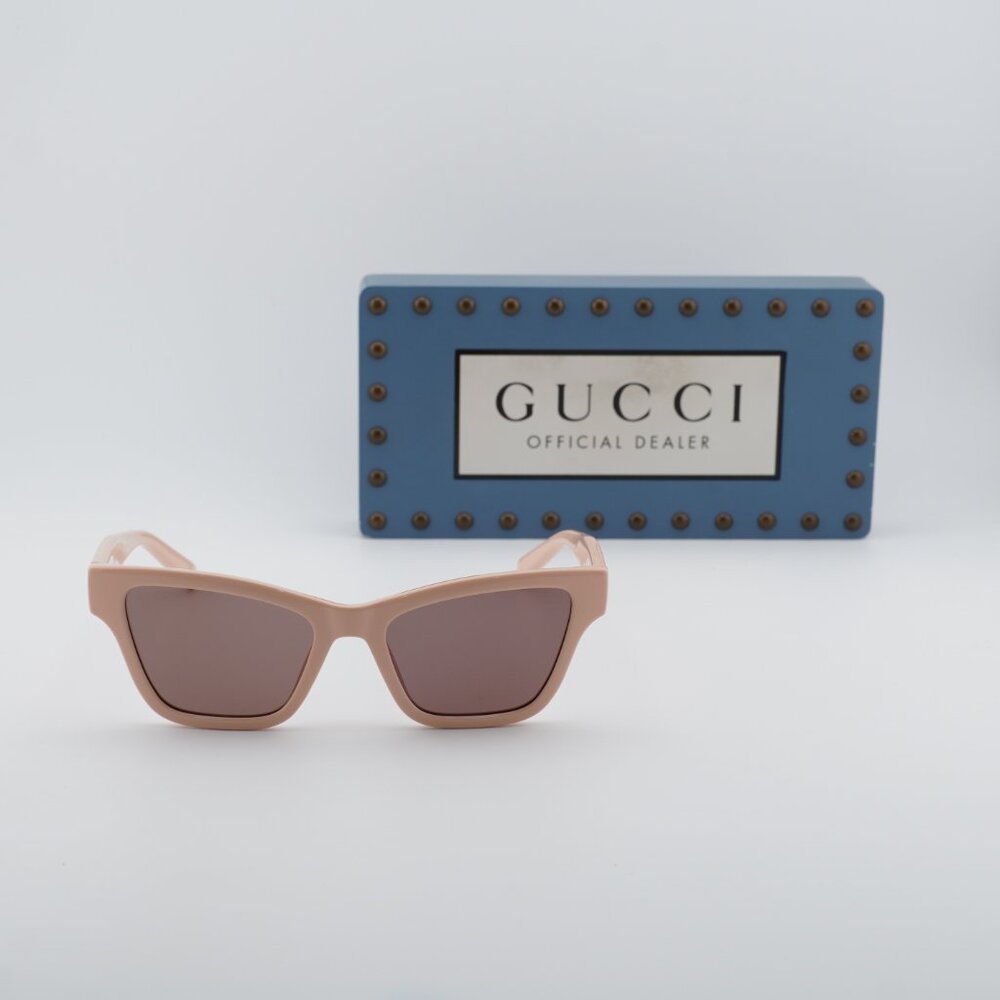 Gucci GG1982S 004 Cat Eye Sunglasses - Shiny Vintage Pink\Solid Violet Brown - Picture 3 of 10